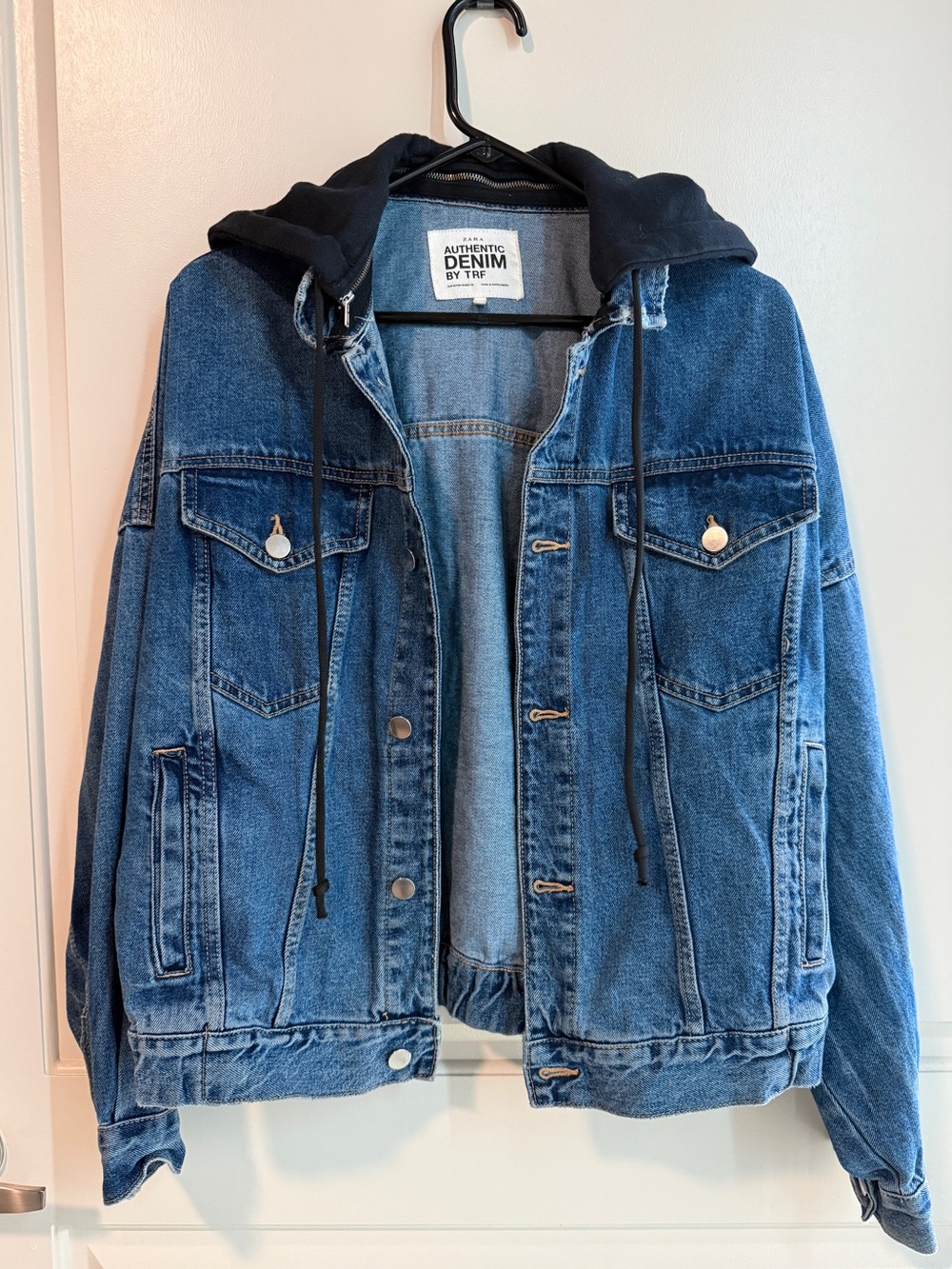 Zara Denim Jacket with Jersey Black Hood